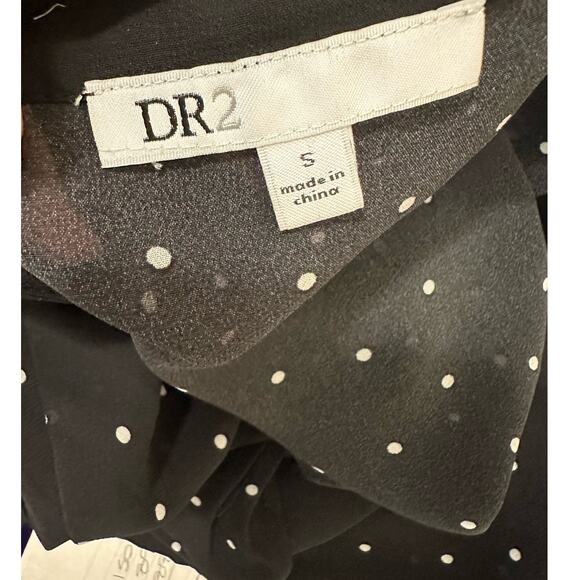 DR2 black white polka dots 3/4 sleeves semi sheer blouse size Small - Picture 3 of 12